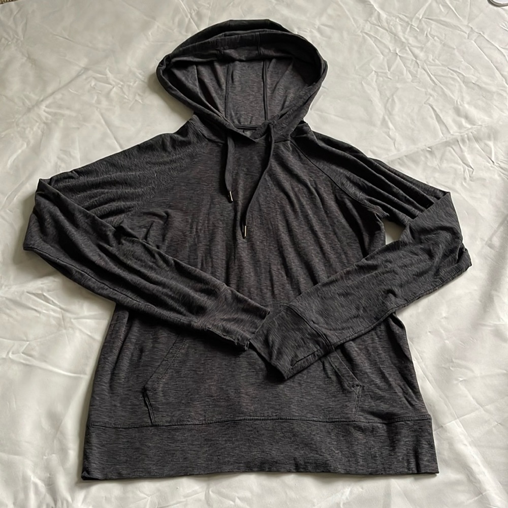 1292- Kyodan petite small charcoal gray lightweight hoodie jacket